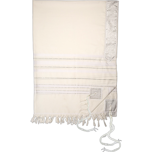 Tallit Mofet Size 60 - Silver Stripes