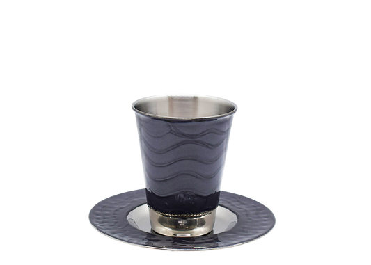 Kiddush Cup - Dark Grey Waves