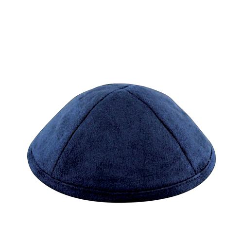 Plain Smooth Suede Kippah - Blue