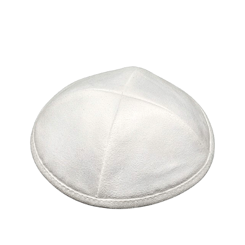 Jednoduchá hladká semišová kipa - bílá
