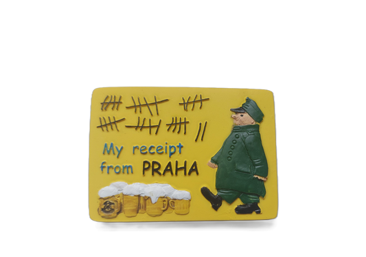 Ceramic Magnet "Švejk and Beer" - Yellow