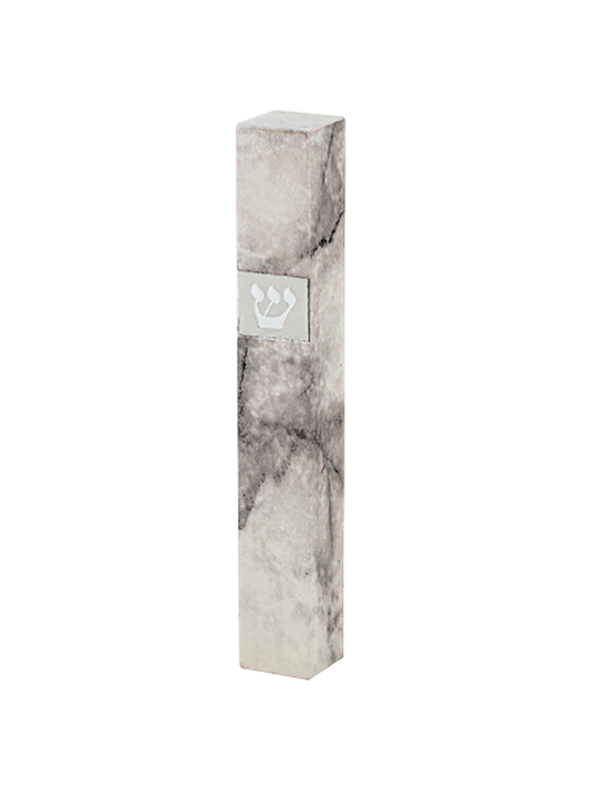Wooden Mezuzah - Grey Marble