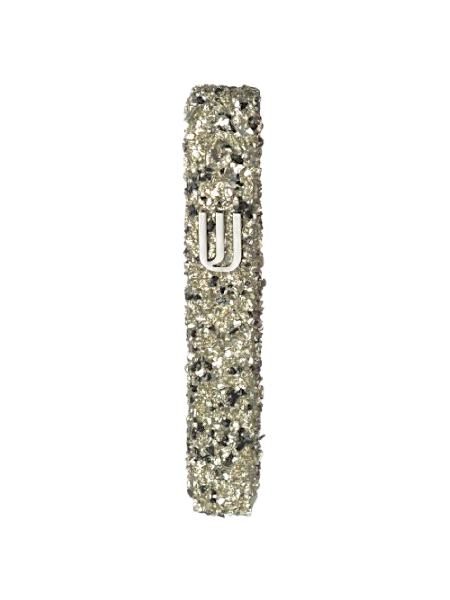 Glass Mezuzah - Black and Grey Stones