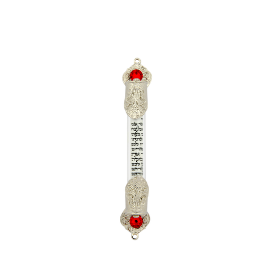 Crystal Mezuzah - Silver plated - Light Siam