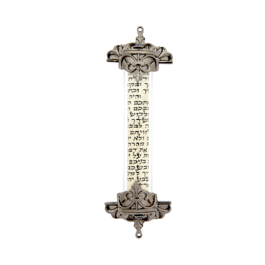 Crystal Mezuzah Anthracite with Aquamarine