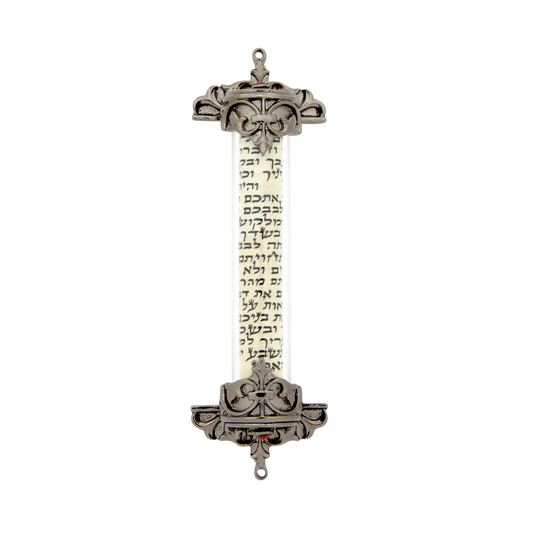 Crystal Mezuzah Anthracite with Light Siam