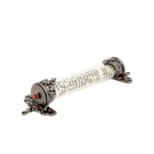 Crystal Mezuzah Anthracite with Light Siam
