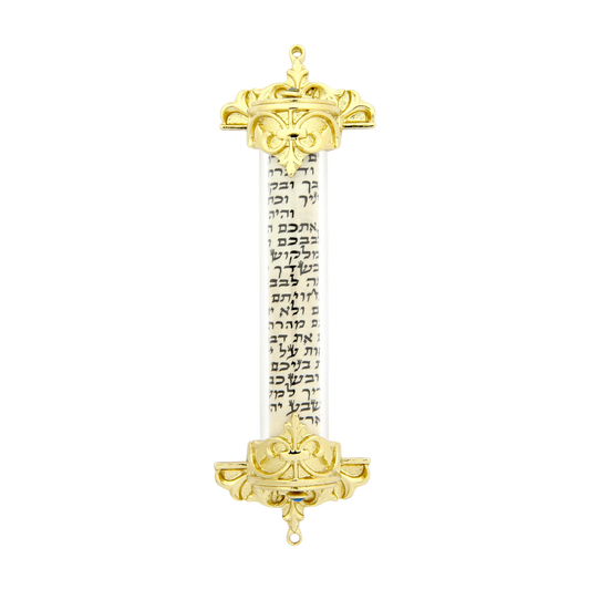 Crystal Mezuzah Gold plated with Aquamarine
