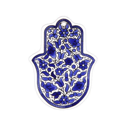 Armenian ceramic Hamsa - Blue Flowers