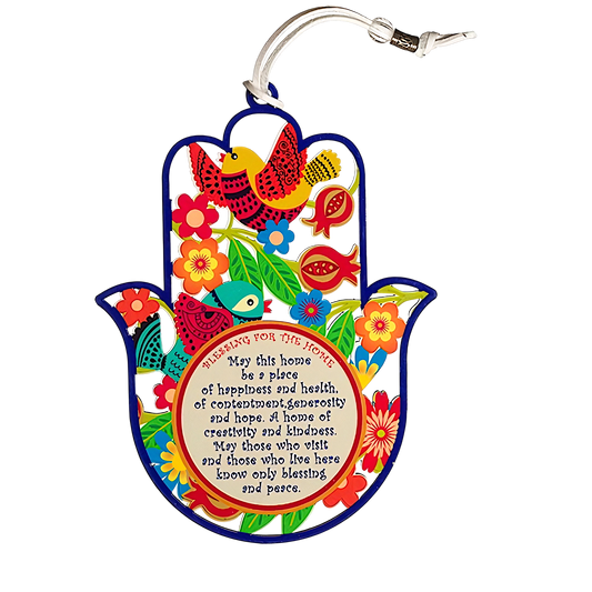 Dřevěná Hamsa English Home Blessing