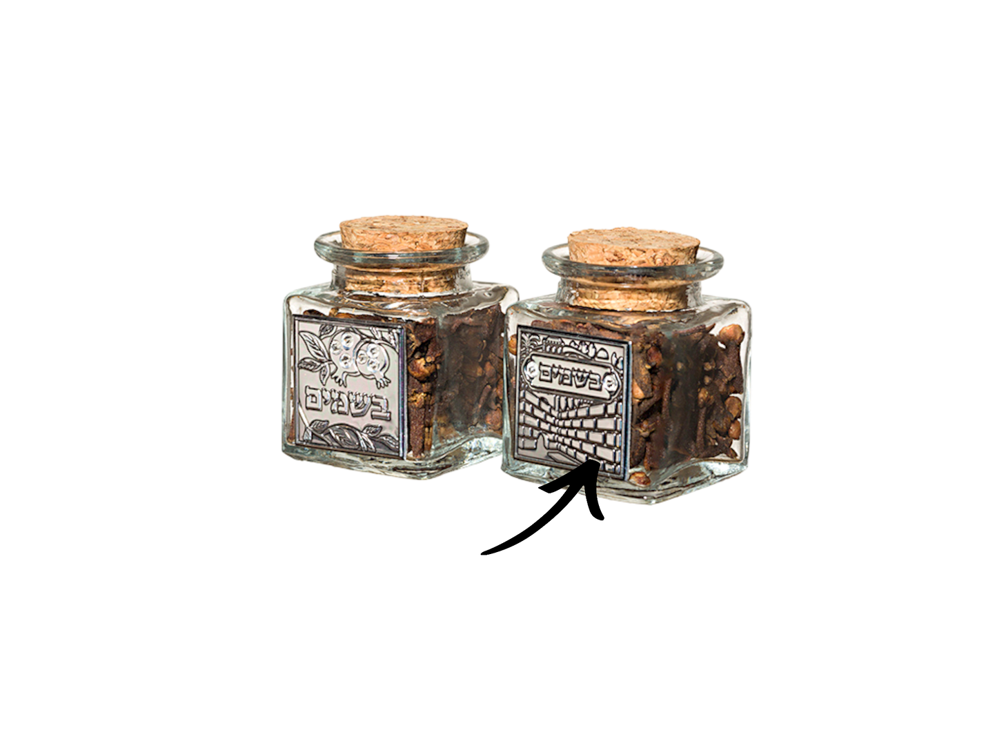 Glass Besamim Holder With Metal Plaque