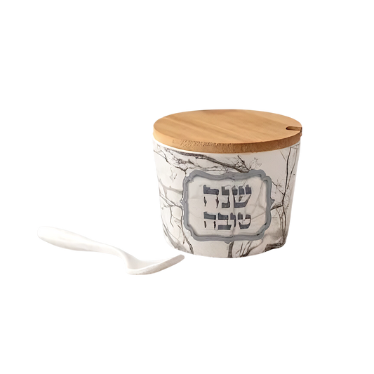 Bambusová miska na med "Shana Tovah" - mramorová