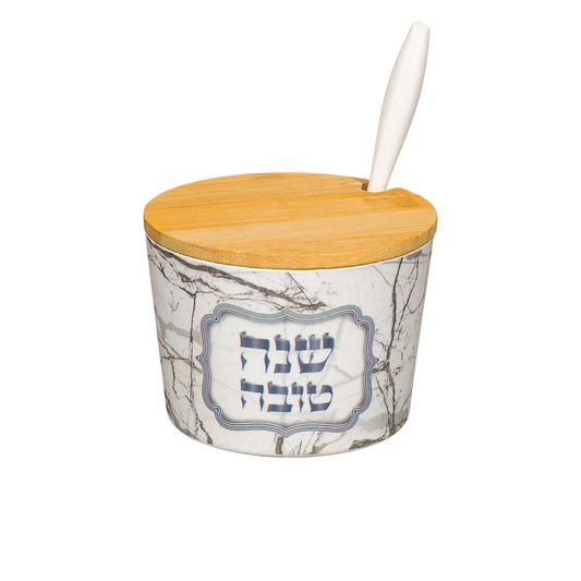 Bambusová miska na med "Shana Tovah" - mramorová