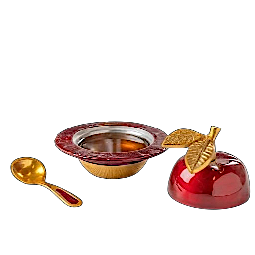 Aluminium Honey Dish with Spoon - Pomegranate