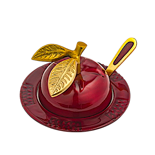 Aluminium Honey Dish with Spoon - Pomegranate