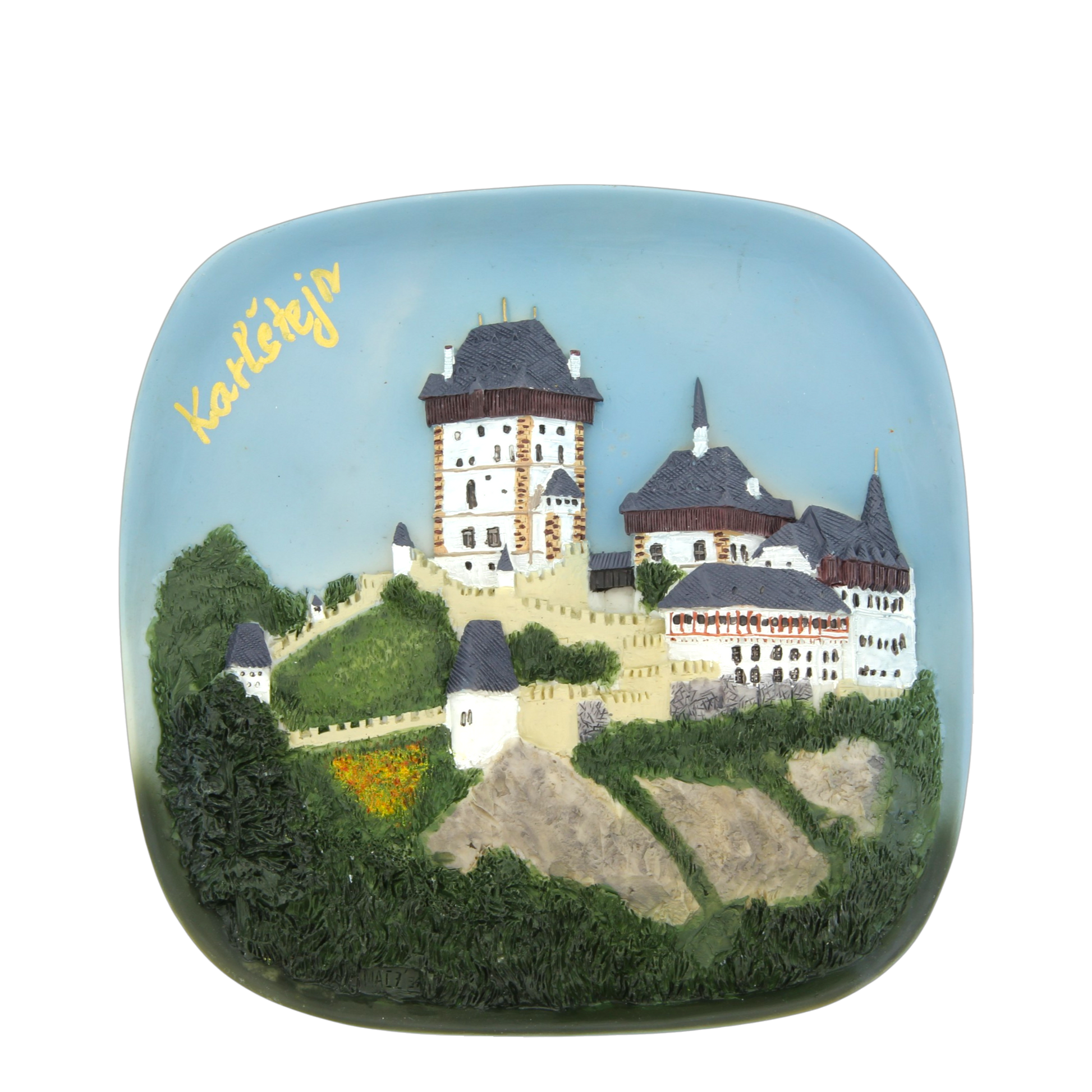 Ceramic tile with Karlštejn Castle relief design – Prague Judaica. - Default Title - Prague Judaica