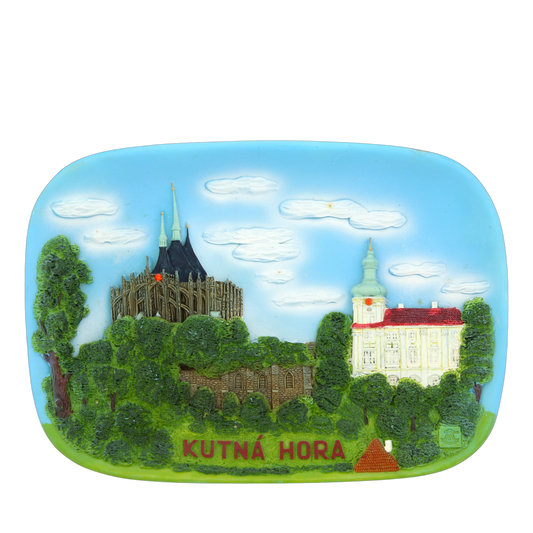 Ceramic tile featuring Cathedral of St. Barbara in Kutná Hora with blue sky – Prague Judaica. - Daily - Prague Judaica