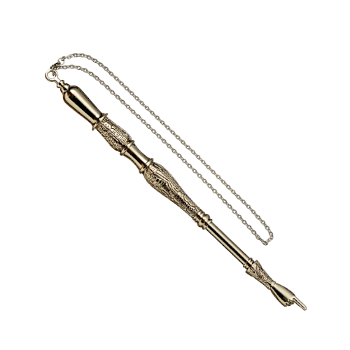 Metal Torah pointer with intricate floral design and attached chain – Prague Judaica. - Default Title - Prague Judaica