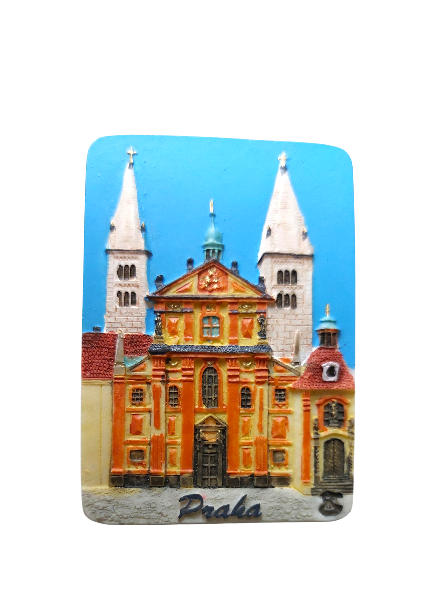 Ceramic magnet featuring Basilica of St. George in orange and white – Prague Judaica. - Default Title - Prague Judaica