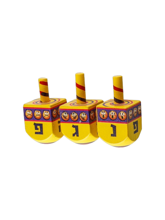 Wooden Dreidel - Emoji