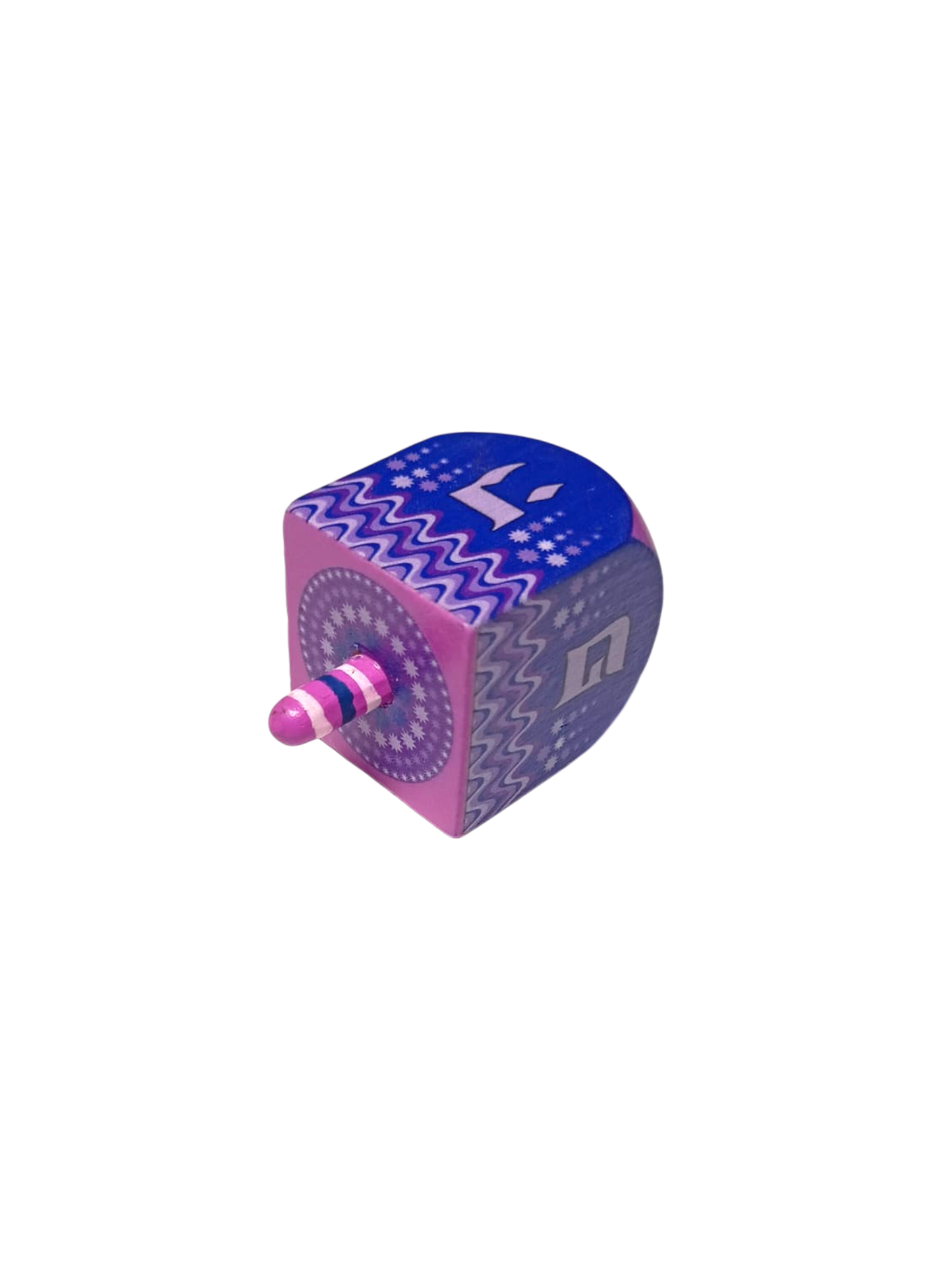 Wooden Dreidel - Funny Motifs - Purple