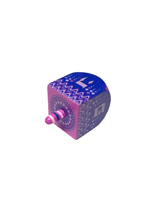 Wooden Dreidel - Funny Motifs - Purple