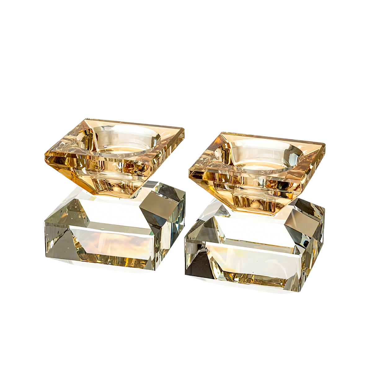Crystal Shabbat Candlestick - Golden Hue