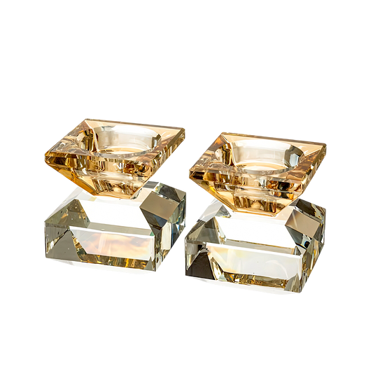 Crystal Shabbat Candlestick - Golden Hue