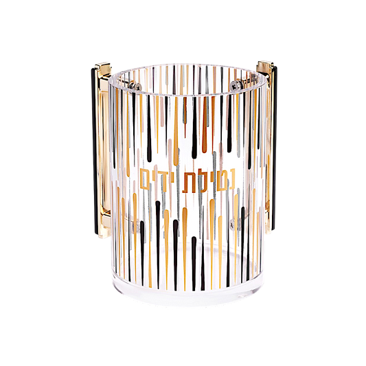 Luxury Acrylic Washing Cup - Gold, Champagne, and Matte Black Lines
