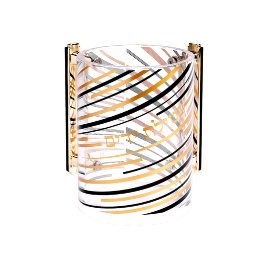 Luxury Acrylic Washing Cup - Dynamic Gold and Black Lines