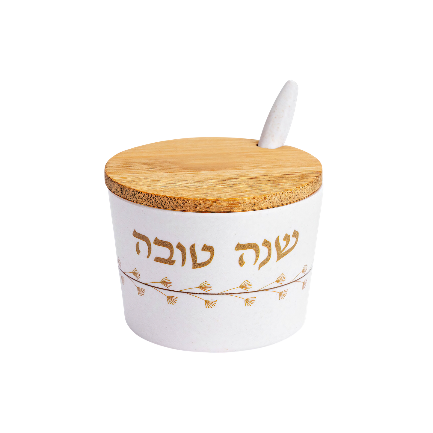 Bamboo Honey Dish "Shana Tovah" - Tiny Flowers