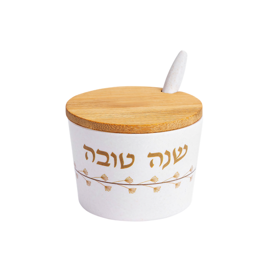 Bambusová miska na med "Shana Tovah" - drobné květy
