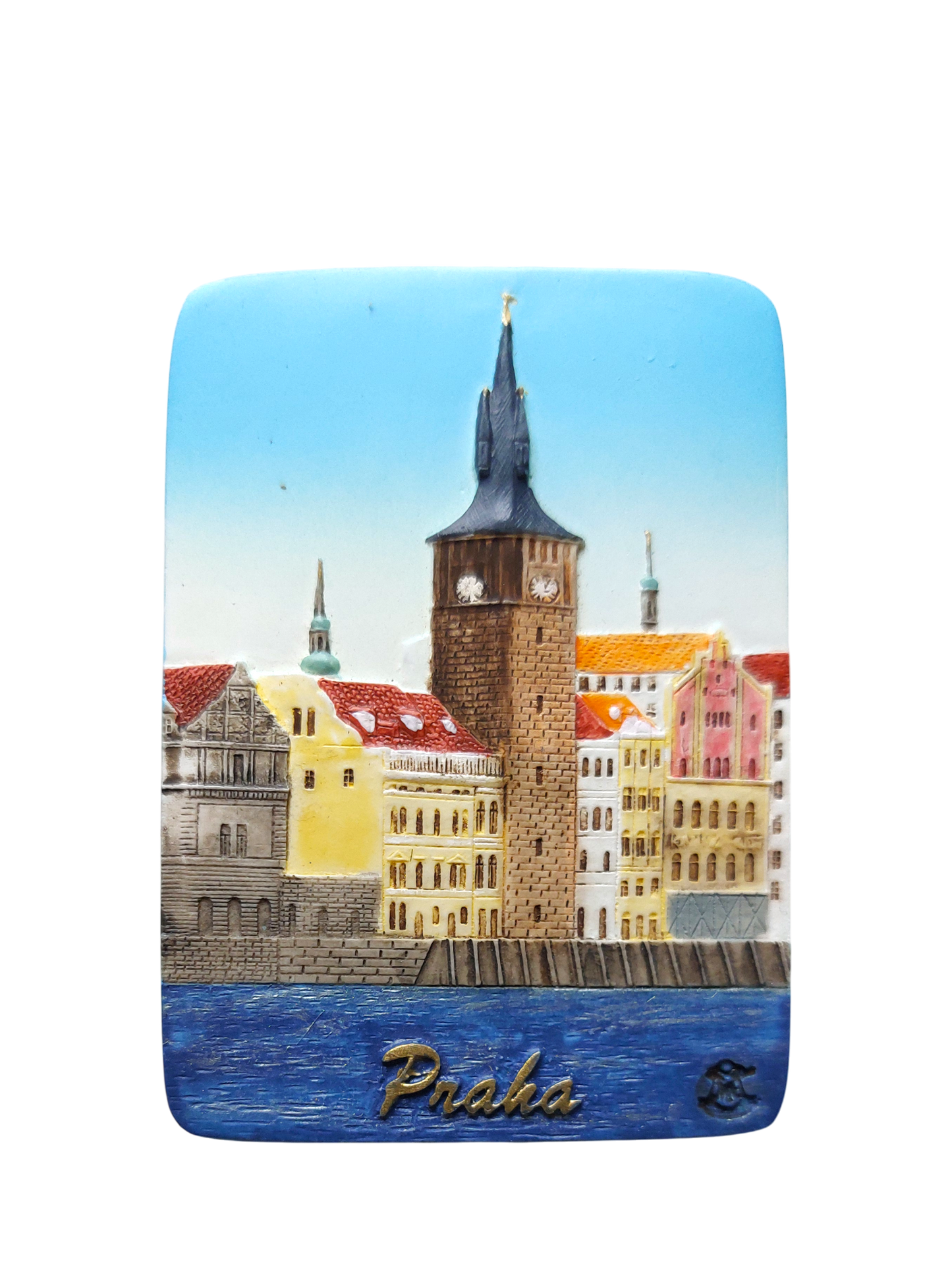 Ceramic magnet with Novotný's Footbridge design, colorful buildings – Prague Judaica. - Default Title - Prague Judaica