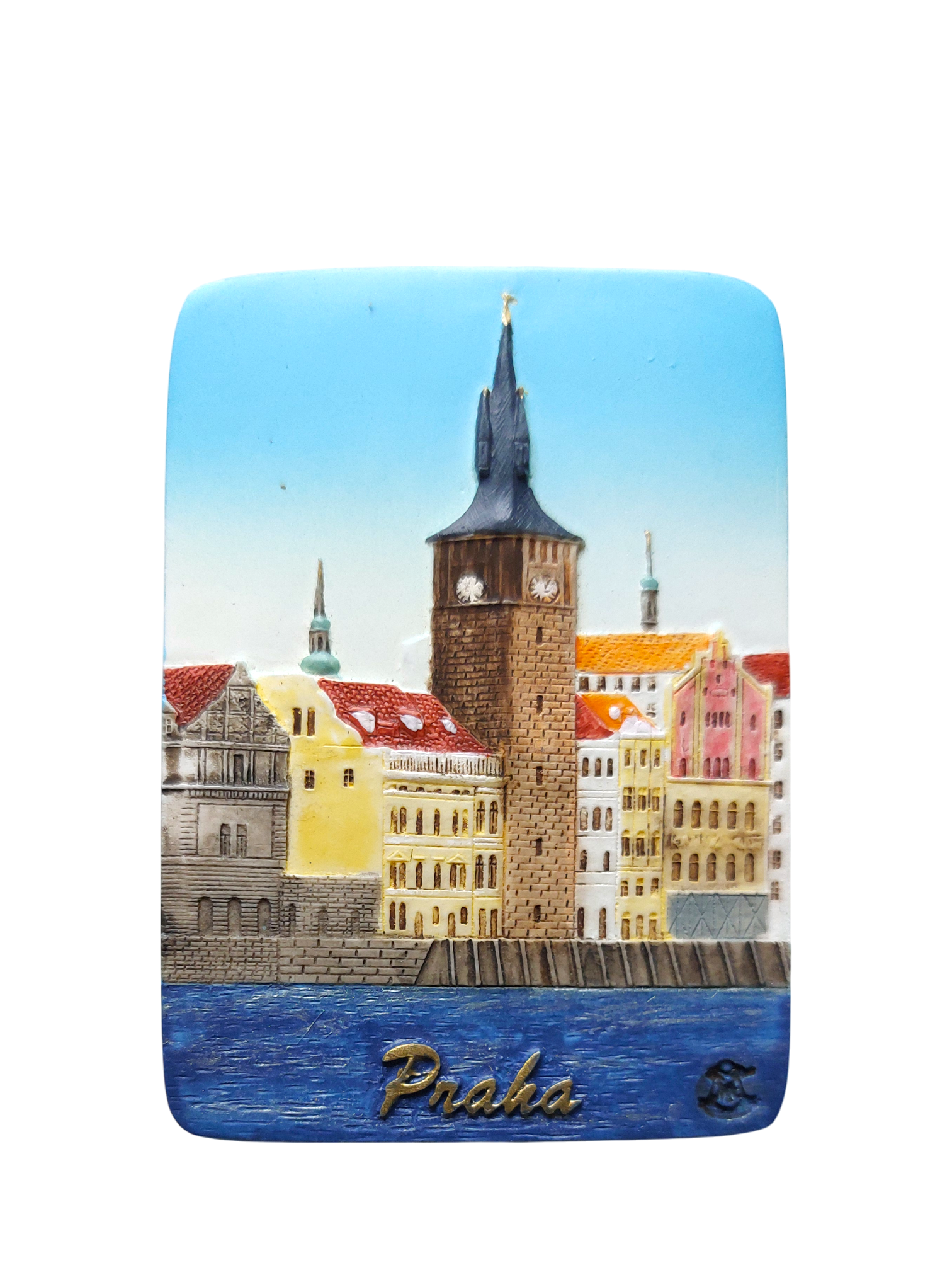 Ceramic magnet with Novotný's Footbridge design, colorful buildings – Prague Judaica. - Default Title - Prague Judaica