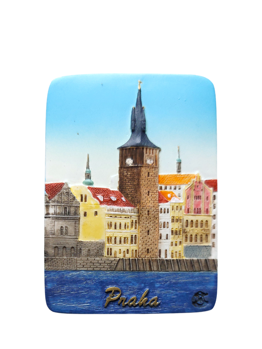 Ceramic magnet with Novotný's Footbridge design, colorful buildings – Prague Judaica. - Default Title - Prague Judaica