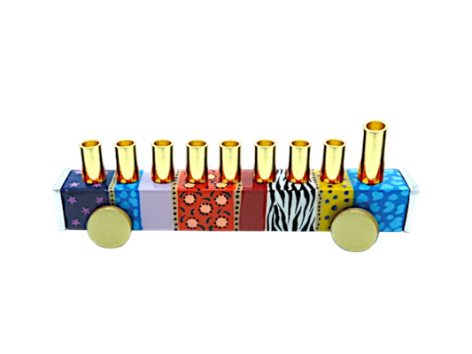 Chanukiah Menorah - Cheerful Multicoloured Train