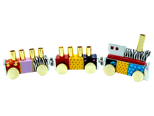 Chanukiah Menorah - Cheerful Multicoloured Train