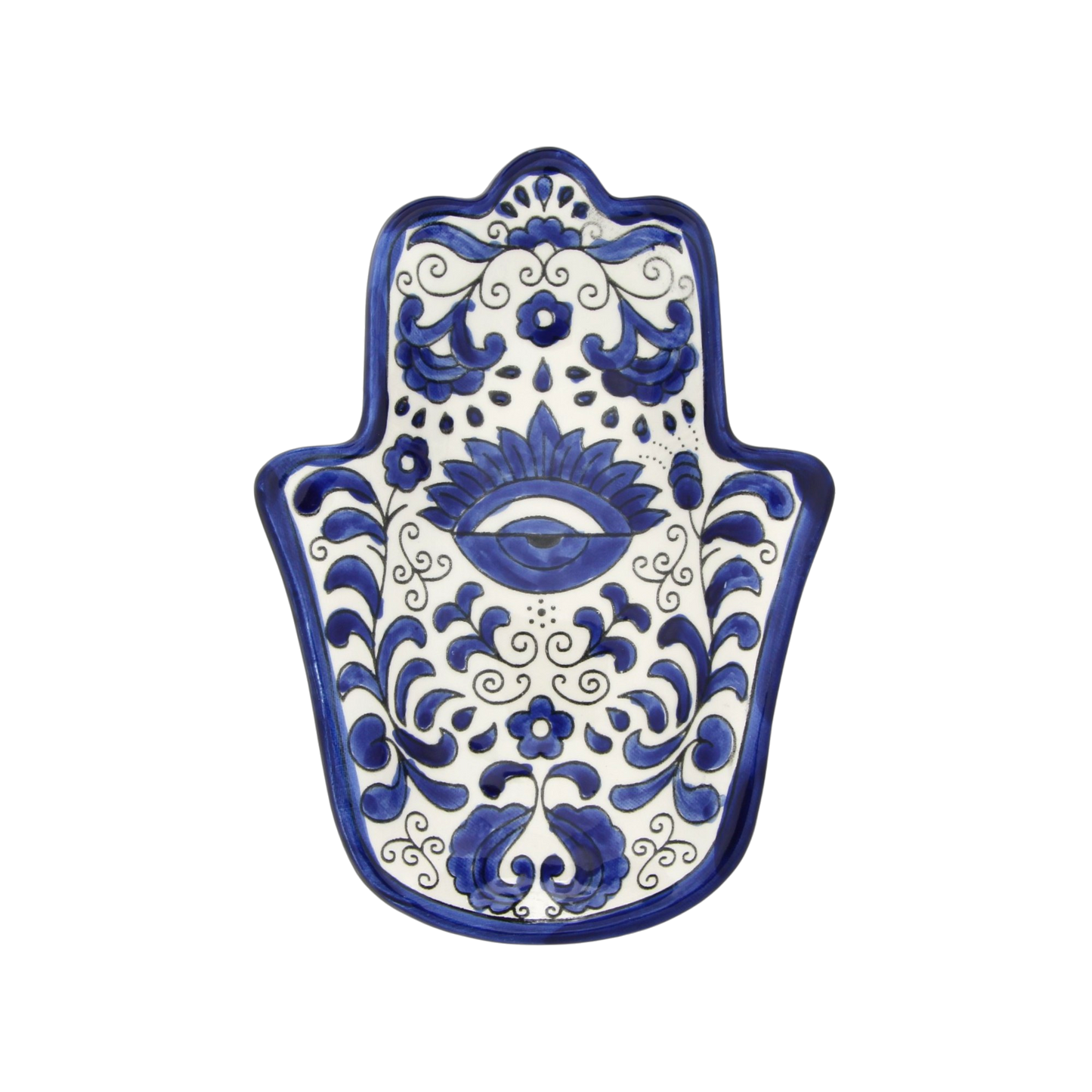 Armenian ceramic Hamsa bowl - Blue Eye