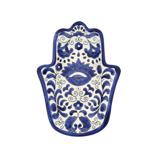 Armenian ceramic Hamsa bowl - Blue Eye