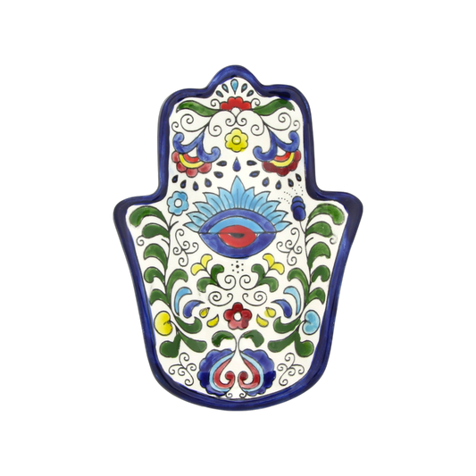 Armenian ceramic Hamsa bowl - Blue Eye