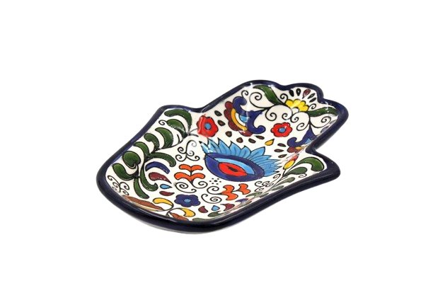 Armenian ceramic Hamsa bowl - Blue Eye 2