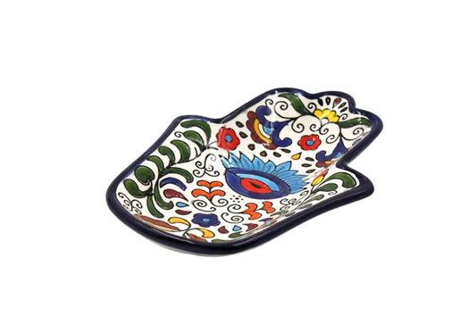 Armenian ceramic Hamsa bowl - Blue Eye 2