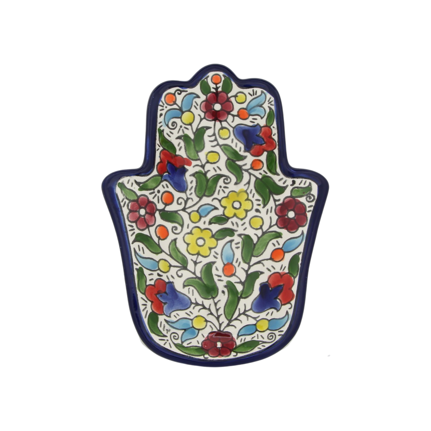 Armenian ceramic Hamsa bowl - Yellow flowers