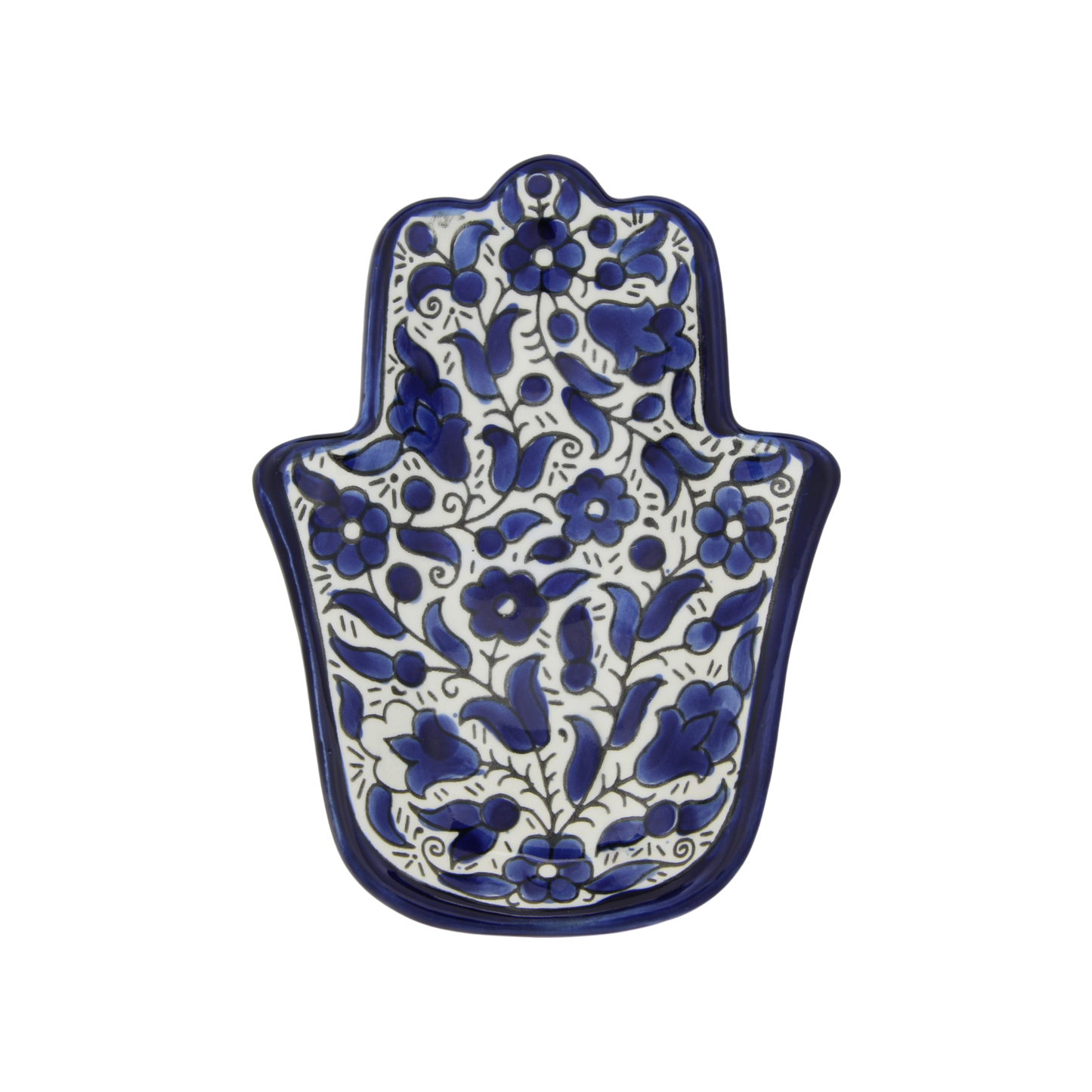 Armenian ceramic Hamsa bowl - Blue flowers