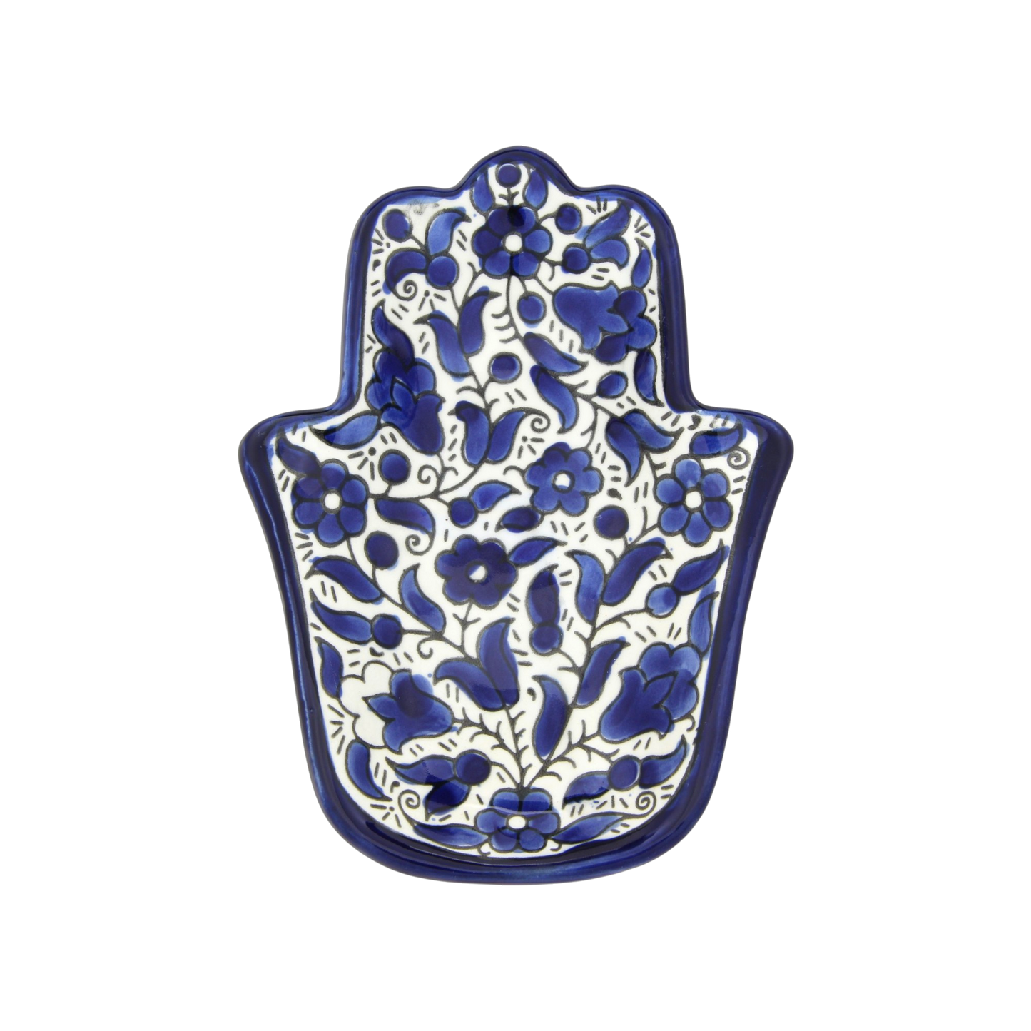 Armenian ceramic Hamsa bowl - Blue flowers