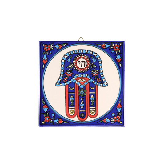 Armenian ceramic hanging Tile - Hamsa / large