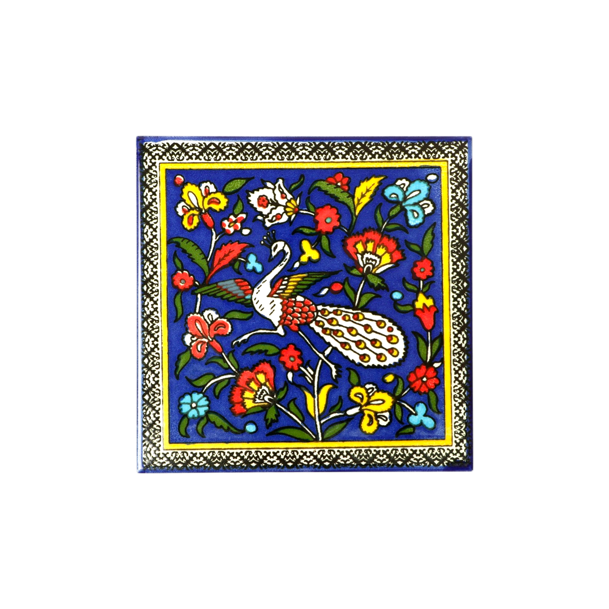 Armenian ceramic hanging Tile - Peacock / large