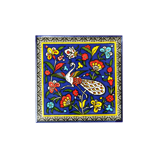 Armenian ceramic hanging Tile - Peacock / large