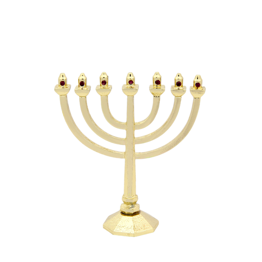 Crystal Mini-Menorah - Gold plated - Amethyst