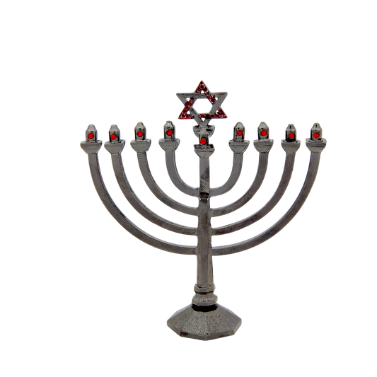 Crystal Mini-Chanukiah - Anthracite - Light Siam